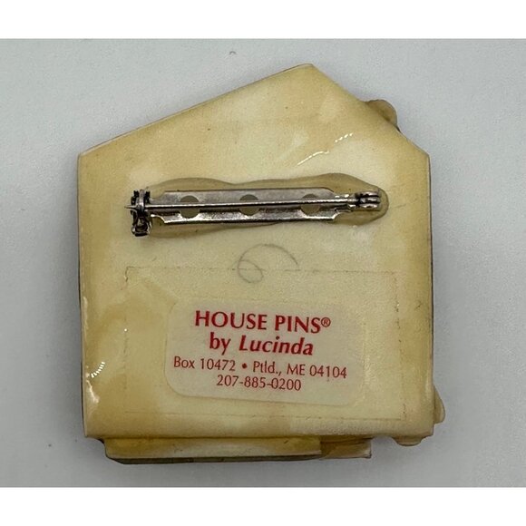 Vintage House Pins by Lucinda Brooch Pink Blue Glitter Cottagecore Retro Jewelry - Picture 4 of 10